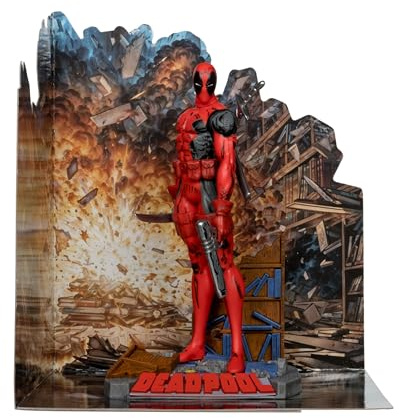 McFarlane Figura de Deadpool basada en el cómic número 98 del Cómic Los Nuevos Mutantes, Posada no articulada, de Escala 1:10, Mide 18cm, Incluye una Tarjeta Coleccionable, Bizak (64384766)