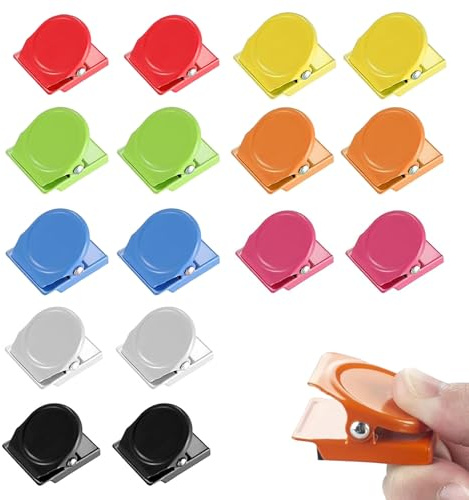 Magnet Klammer, 16 Stücke Magnetklammern aus Metall, Magnete mit Klammer, Multi Farbe Metall Magnet Clips, Kühlschrank Magnete, Für Kühlschrank, Pinnwand, Tafel, Büro, Küche