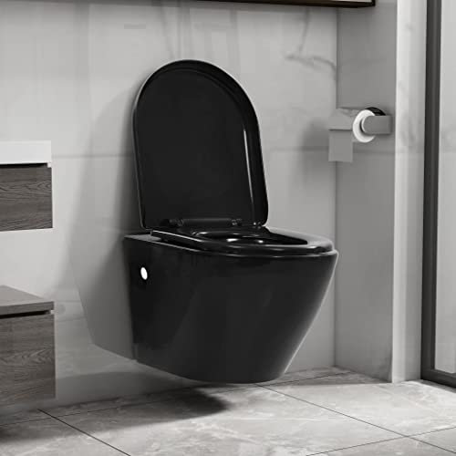 Idraulici, Impianti Idraulici, Servizi igienici & Bidet, ToiletsWall Hung Rimless Toilet Ceramica Nero
