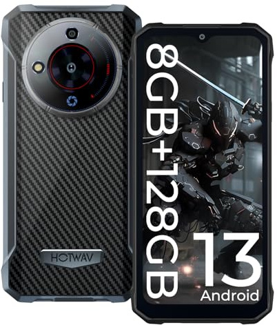 HOTWAV T7 Smartphone per esterni, 6280 mAh, 8 GB/128 GB/1 TB, espandibile, 6,52 HD+ (nero)
