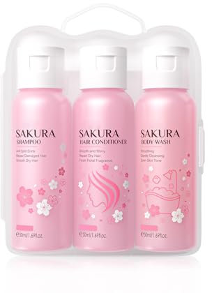 Sakura Hair Care Set,Shower Gift Sets with Hair Shampoo & Conditioner Set and Body Wash, Hydrating, Nourishing & Gentle for All Skin & Hair Types, Travel Size