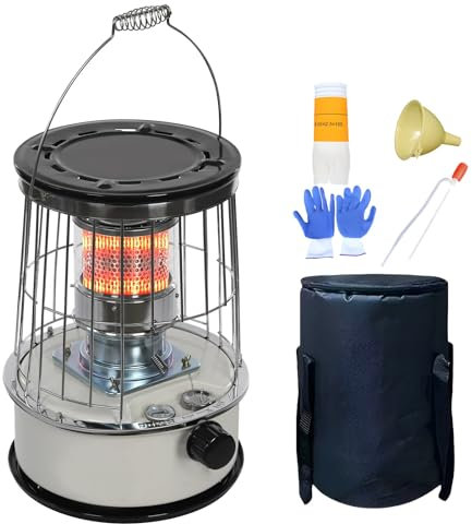 Calentador de estufa de queroseno, calentadores de aceite para acampar con núcleo de algodón, quemador de estufa de queroseno para exteriores, calefacción envolvente de 360°, calentadores de parafina