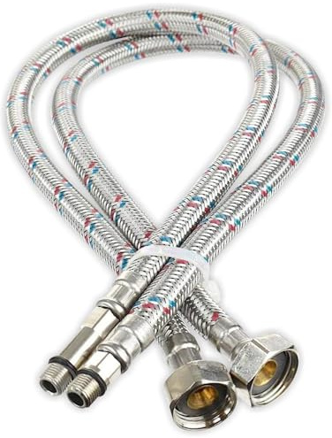 Tap Flexible Hose - Flexible Tap Tail Connectors Kitchen Sink Bathroom Basin Flexi Pipes for Plumbing Tab Mixer Connector Pair of M10X 1/2 BSP Long Life Stainless Steel Braided Hoses Tab Tails (60CM)