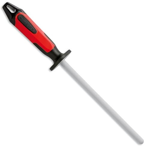 F. DICK Keramikwetzstahl (Länge 20 cm, Körnung 1.000, langlebig, runder Wetzstahl, Farbe rot/schwarz, Messerschärfer) 78121202-63