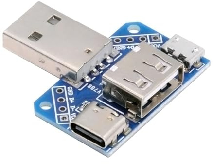 CY Adaptador PCBA CY USB 2.0 de 1 a 3 Pines de alimentación Tipo A Macho a Hembra Tipo A, Micro USB y USB-C Tipo C