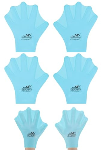 M METERXITY 2 Pair Silicone Swimming Gloves Webbed Swim Gloves Finger Frog Type Small Swim Training Gloves Water Resistance for Swimming/Diving/Water Aerobics [Blue]