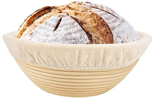 Gärkorb Brot Set,Gärkörbchen,23cm Rundes Gärkorb Zum Brotbacken-Set für Professionelle und Häusliche Bäcker, Brotbacken