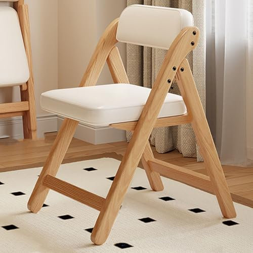 GAOBINGB Esszimmerstuhl mit klappbarer Rückenlehne, gepolsterte Klappstühle aus Leder, tragbarer, langlebiger Zusatzstuhl mit Kissen, stapelbare Holzstühle für Wohnzimmer, Schlafzimmer, Schönheitsra