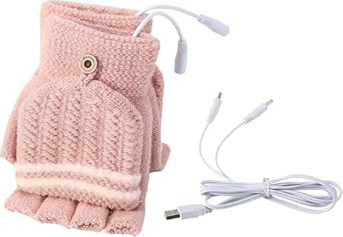 Petyoung Guantes unisex con calefacción USB, guantes de invierno con dedos completos y medios para laptop, guantes para mujeres, hombres, niñas, niños, la mejor opción de regalo de invierno (mujeres