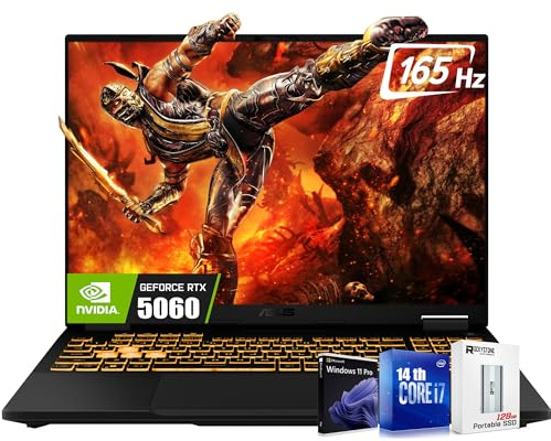 ASUS TUF F16 - Laptop para juegos FHD+ 165Hz de 16 pulgadas, Intel 16-Core i7-14650HX(>i9-13900HX), NVIDIA GeForce RTX 5060 8GB GDDR7, RGB retroiluminado KB, reconocimiento facial, W/128PSD, Win11 PRO