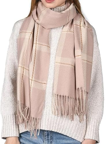 JFAN Schal für Damen Winter Schal Pashmina Cashmere Warmer Damen Scarf | Lange Oversized Kariert Wraps mit Quaste, Reversibel Kaschmir Schal, für Geschenke, für Herbst und Winter