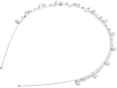 VILLFUL Silbernes Braut Tiara Diadem mit Perlen und Strass Hochzeit Kopfschmuck Haarband für Damen und Mädchen Legierung Eleganter Haarschmuck für Hochzeit Verlobung und Party