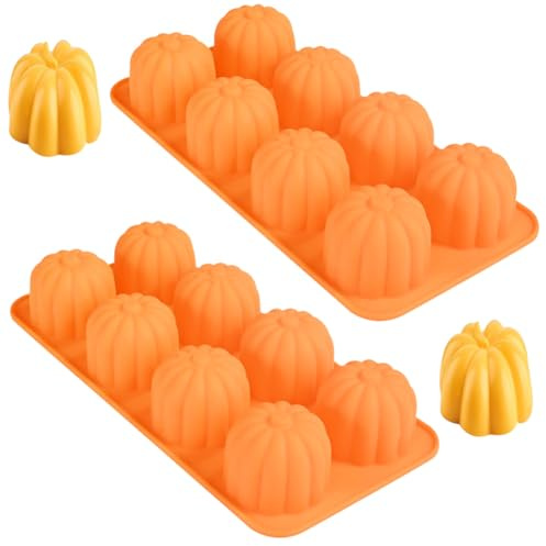 MEZHEN Moules en Silicone Halloween Moulle Silicone Citrouilles Moules à Gâteaux Automne Moules à Pâtisserie Halloween Moule de Cuisson Citrouille 2 Pièces