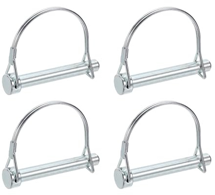 PATIKIL 4Pz Perni Sicurezza Bloccaggio 3/8 x 2,8 (10x70mm) Argento | Perno Di Aggancio Per Rimorchio Filo, Albero Ad Arco, Clip a Molla Semicircolare, per Rimorchi Agricoli Carri da Giardino
