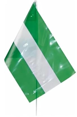 Genérico Pack 25 Banderas Andalucía Plastico con Palo PVC 20x30 cm (25)