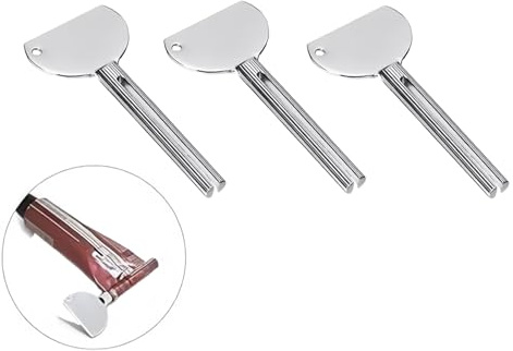 Lot de 3 presse-tubes en métal argenté en acier inoxydable pour salon, dentifrice, rouleau de dentifrice, presse à rouler pour la sécurité de la salle de bain, aides et accessoires