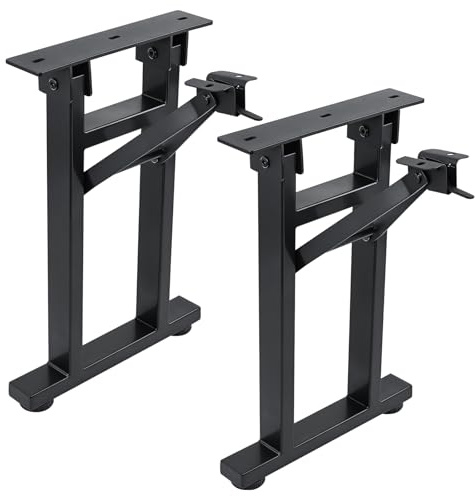 Homtone 2er-Set Schwerlast Metall Tischbeine klappbare, Industrielle Stahl Bankbeine Tischfüße für DIY Couchtisch, Sitzbank, Schreibtisch, Schwarz, H40xW25 cm-Faltbar