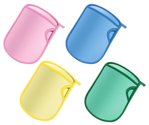 Éponge de bain indolore – gante de lavage pour 4 pièces, outil de nettoyage respectueux de la peau, trousse de toilette portable | Couvre-mains exfoliant multicolore pour l'hygiène infantile de