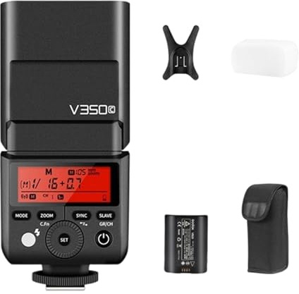 Compatible Hot Shoe On-Camera Flashlight Camera Speedlight with Battery 1 / 8000s Sync Speed Outdoor Photography Flashlight