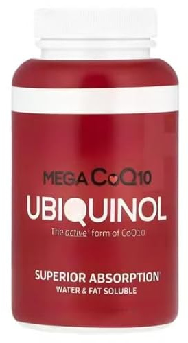 Ubiquinol CoQ10 Supplement - Patenterat vatten- och fettlösligt. Kraftfull antioxidant för hjärta och vaskulär hälsa, oumbärlig för energiproduktion