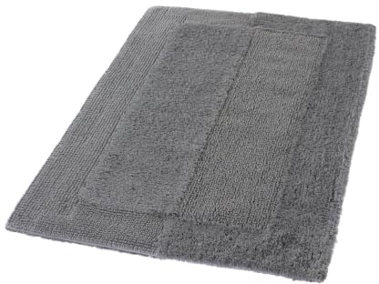 Kleine Wolke Badteppich Havanna Schiefer 70 x 120 cm | OEKO-TEX zertifiziert, für Fußbodenheizung, bei 60° C waschbar, 100% Baumwolle