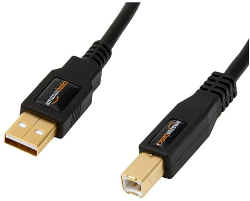 Amazon Basics PC045 USB 2.0-Druckerkabel USB-A Stecker auf USB-B Stecker, für Personal Computer, 4.8 m, Schwarz