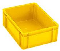 Contenitore impilabile formato Euro, pareti e fondo pieni, lungh. x largh. x alt. 400 x 300 x 50 mm, giallo, conf. da 5 pz..