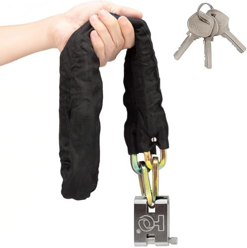 Catena Antifurto Moto in Acciaio con Lucchetto e 3 Chiavi – Catena 0.8mm x 1 m per Moto,Scooter, Bicicletta,Motorino e E-Bike (Versione B)