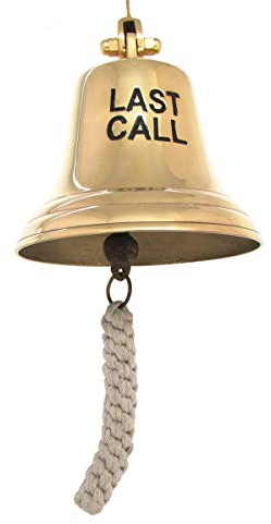 Large Brass Wall Mount Bartenders Tip Bell Last Call Tips Bar Pub Man Cave Decor