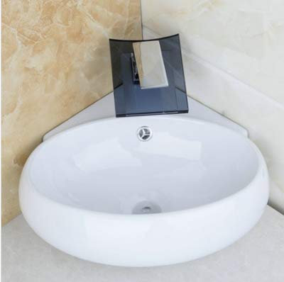 GOWE Black Glass Chrome Waterfall Spout Tap+Bathroom Sink Wall Mounted White Ceramic WashBasin Torneira Faucet Mixer Tap