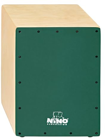 Nino Percussion Tafel Cajon Instrument - Trommelkiste zum Bemalen für Kinder ab 5 Jahren - Musikinstrument - Schlagfläche Grün (NINO951DG)