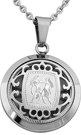 Hanessa Sternzeichen Halskette in Silber – Edelstahl Kette mit Anhänger & Gravur – Personalisierter Schmuck für Damen & Herren, 50-60 cm – 12 Sternzeichen zur Auswahl