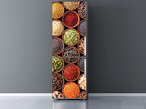 Oedim Vinilo Frigorífico Especias Colores 185x60cm | Adhesivo Resistente | Pegatinas de Nevera Económicas y Elegantes | Vinilo Nevera