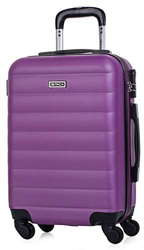 ITACA - Bagaglio A Mano Rigido Leggero Bagaglio A Mano 55X40X20 con 4 Ruote Silenziose Trolley Cabina Viaggio Aereo Ergonomico Durevole. Compatibile Ryanair, Viola