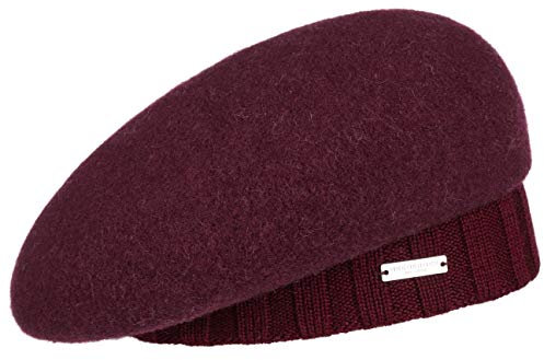 Seeberger Wollfilz Baske mit Strickbund Wollbaske Filzbaske Damenbaske Baskenmütze Damen - Winter Herbst-Winter - One Size Bordeaux