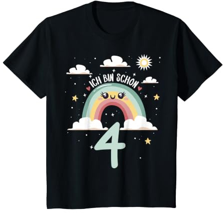 4. Geburtstag Kindergeburtstag Vierter Geburtstag Regenbogen T-Shirt