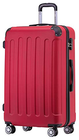 BEIBYE Zwillingsrollen Hardcase Reisekoffer Koffer Trolleys Hartschale in XL-L-M in 14 Farben (Rot, Großer Koffer (76 cm))
