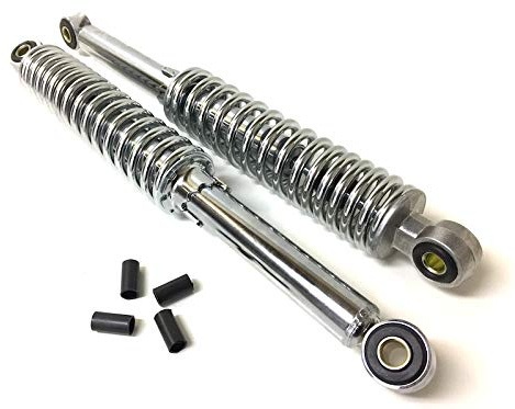 Stoßdämpfer Set 360mm (36cm) 5-fach Verstellbar | Chrom Federbein passend für Zündapp, Hercules, Kreidler, Honda | Universal Mofa Moped Mokick