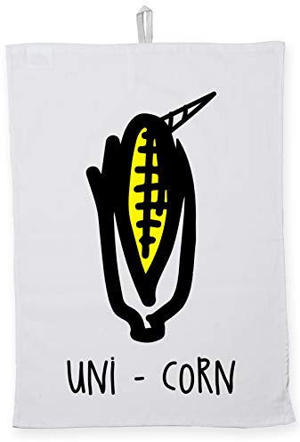 Hippowarehouse Unicorn, corn on the cob Tea Towel Eco Printed Dish Cloth Kitchen accessory 50cmx70cm 100% Cotton