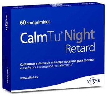 Vitae – CalmTu Night Retard 60 Comprimidos | Melatonina de Liberación Retardada (1,95 mg) + Valeriana + Pasiflora + Amapola de California | Dormir Bien | Descanso Continuo | Sin Somnolencia