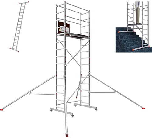 ALTEC AluCombine 4.0-500 | 5m | Alu Fahrgerüst mit 4 bremsb. Lenkrollen & Ausleger | Baugerüst Rollgerüst Montagegerüst Anlegeleiter | Treppengerüst