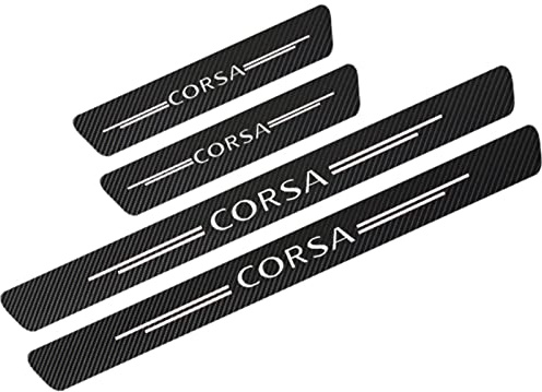 4 Pièces Plaques de Protection Seuil de Portière de Voiture pour OP-el Corsa Astra Meriva, Bandes de Seuil de Bienvenue en Fibre Carbone de Anti-Rayures - Autocollants Décoratifs,Corsa