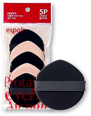 Espoir Be Velvet Air Puff 5ea | Flawless Face Makeup Fast and Easily | Makeup Sponge Applicator Air Cushion Powder Puff for Liquid Foundation, Cream, Powder, Concealer | Korean Base Makeup Tools