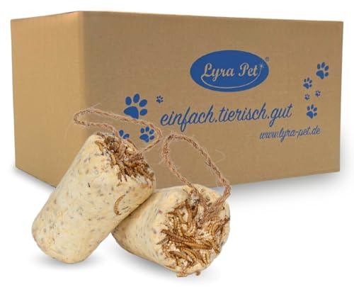 Lyra Pet® 12 STK. Protein Boost Körner Riegel mit Mehlwürmern Fettfutter | Proteinreiches Vogelfutter für Sommer & Winter - Premium Erdnussbutterriegel - Fettreicher Energiespender für Wildvögel