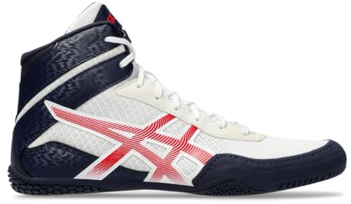 ASICS Matcontrol 3 Wrestling-Schuhe für Herren, Weiß/klassisch rot, 46 EU