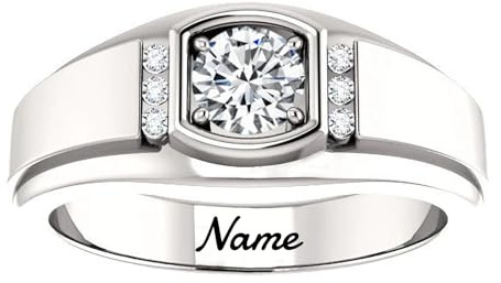 SISGEM 1 Carat Moissanite Ring for Him, 925 Sterling Silver Mens Engagement Ring, D Color VVS1 Moissanite Brilliant Band for Men Father Birthday Anniversary Size UK I-Z+6