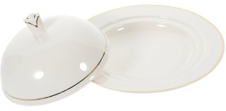 PRETYZOOM 1 Satz Platte kuchenteller mit glocke speisehaube menüteller kuchen glocke keramik teller bestecklade Steak Tablett einstellen Kuchenform Butterdose Weiß
