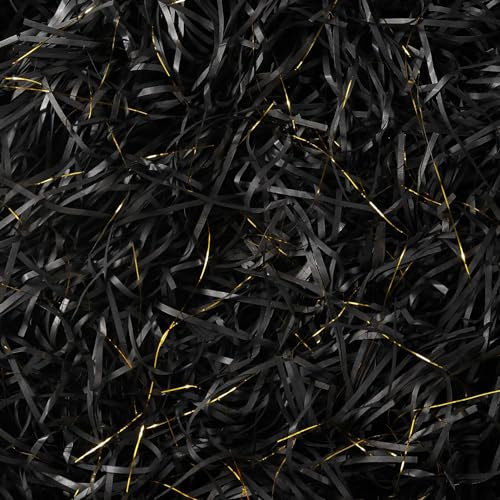 150g Schwarz Geschreddertes Papier Geschenk Füllmaterial für Pakete,Geschenkbox,Geschenkkorb und Präsentkorb