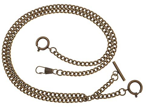 SAFIGLE Taschenuhrkette Metall 39cm mit O Ring, Hängekette für Uhr | Uhrenkette für Taschenuhr, Dekorativ für Kleidung und Geldbörse, Runde Schnalle, für Herren