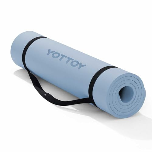 YOTTOY Yogamatte, extra dicke Yogamatte (1,27 cm), professionelle TPE-Übungsmatte, rutschfeste Trainingsmatte für Yoga, Pilates, Fitness, Barfußtraining, Heim-Fitness-Studio mit Gurt